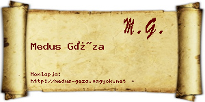 Medus Géza névjegykártya